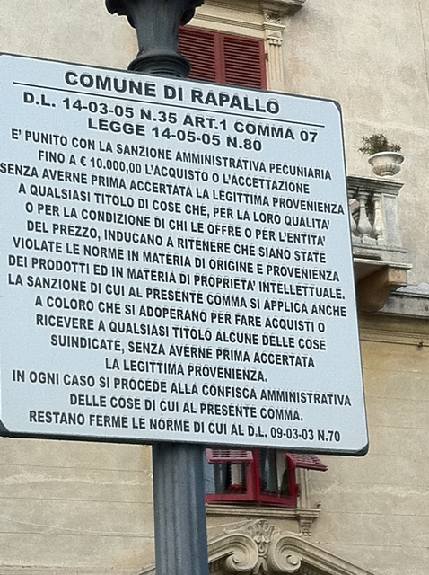 Cartello comunicazione Comune di Rapallo
